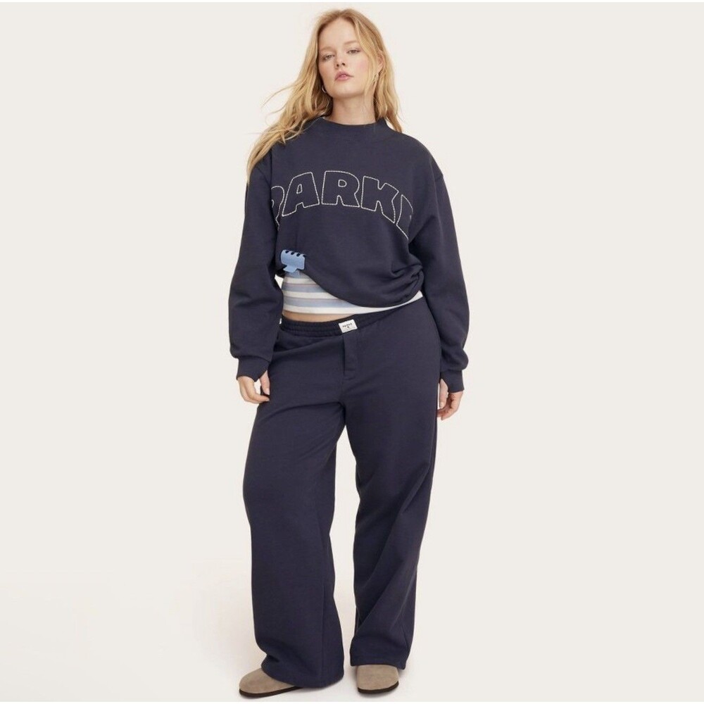 PARKE x Target Mockneck Sweatshirt Women L/XL Navy Pullover NWT